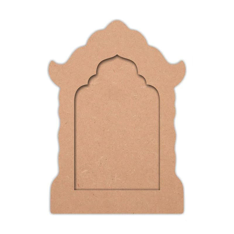 Cardboard picture frame with decorative arch on a white background