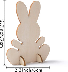 American Elm Pack of 10 Unfinished Wooden Easter Bunny Stands 3D Rabbit Cutouts for DIY Painting, Easter Decor, Table Centerpieces