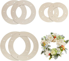 Whittlewud Pack of 6 Wooden Floral Wreath Rings for DIY Crafts, Wedding Decor, Wall Hangings