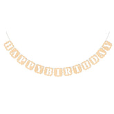 Gold 'Happy Birthday' banner on a white background
