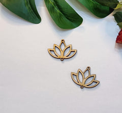 Cliths 30 Pcs Lotus Wood Earring Blanks Flower Cutouts for DIY Jewelry Making, Boho Earrings, Spiritual Pendants, Laser Cut Craft Kit
