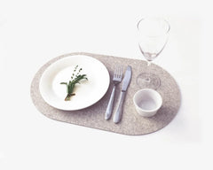 Cliths 6 Pack Oval Felt Placemats Heat Resistant Table Protectors, Washable Dining Mats for Round/Oval Tables Gray Trivets