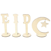 Cliths Eid Mubarak Wooden Table Decor Ramadan Centerpiece Islamic Letter Cutouts Crescent Moon Star
