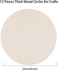 Beige wooden circle with dimensions on a white background