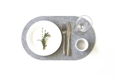 Cliths 6 Pack Oval Felt Placemats Heat Resistant Table Protectors, Washable Dining Mats for Round/Oval Tables Gray Trivets