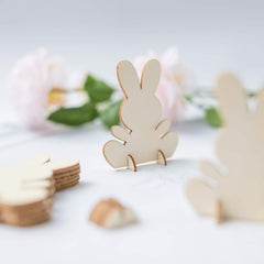 American Elm Pack of 10 Unfinished Wooden Easter Bunny Stands 3D Rabbit Cutouts for DIY Painting, Easter Decor, Table Centerpieces