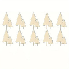 Set of beige paper trees on a white background