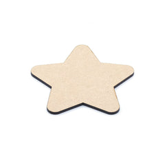 Star-shaped wooden cutout on a white background