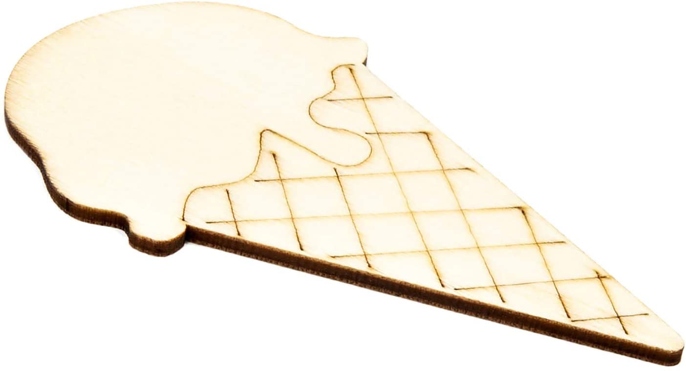 Wooden ice cream cone-shaped item on a white background