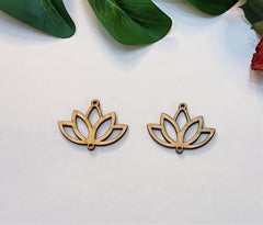 Cliths 30 Pcs Lotus Wood Earring Blanks Flower Cutouts for DIY Jewelry Making, Boho Earrings, Spiritual Pendants, Laser Cut Craft Kit