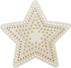American Elm 4 Piece Star Basket Base Set Wooden MDF Crochet Foundations for DIY Bags & Decor Craft Supplies