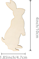 Wooden rabbit shape with dimensions on a white background