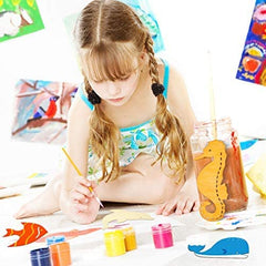 Cliths 28 Pcs Ocean Animal Wood Cutouts MDF Craft Blanks DIY Marine Creature Ornaments for Kids' Crafts & Beach Decor