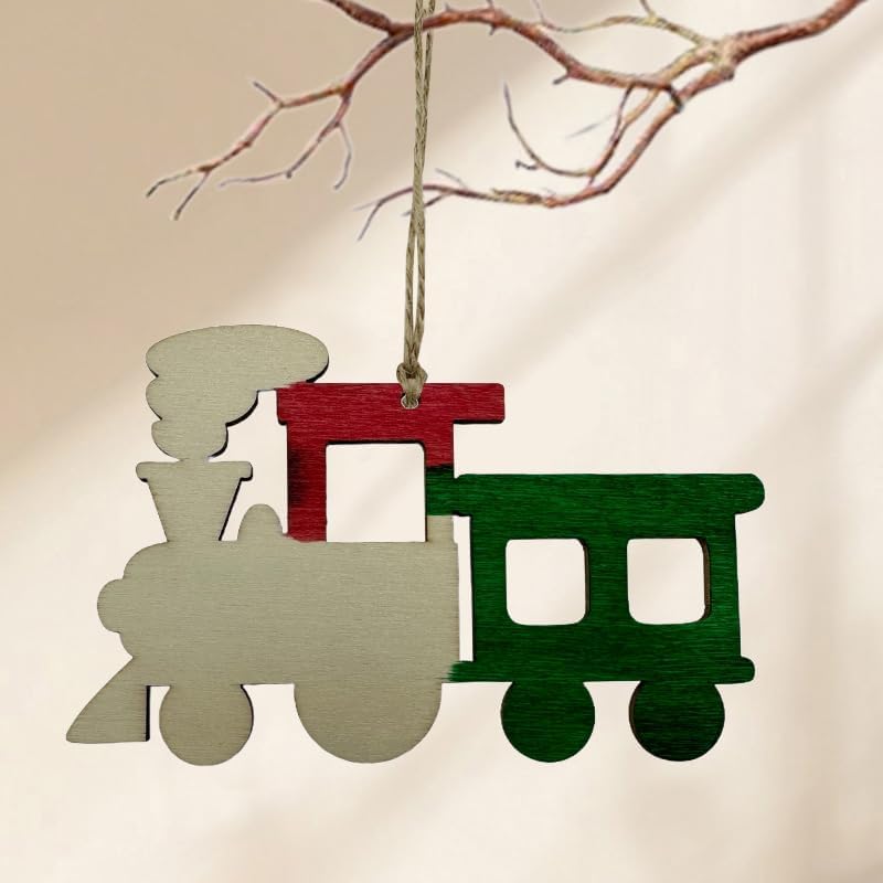 kids craft wooden train ornaments