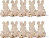 American Elm Pack of 10 Unfinished Wooden Easter Bunny Stands 3D Rabbit Cutouts for DIY Painting, Easter Decor, Table Centerpieces