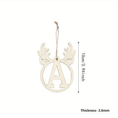 Decorative letter 'A' with reindeer antlers and measurements on a white background