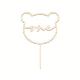 Cliths Wooden Bear Shape One Cake Topper for 1st Birthday Party Decoration MDF Cake Insert Sign for Baby Boy Girl Smash