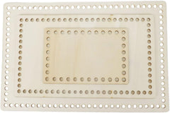 American Elm 3 Piece Mini Basket Base Set Rectangle MDF Weaving Kit for DIY Crochet Bags & Storage Craft Supplies