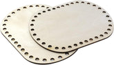 Cliths 4 Pcs Oval Wooden Basket Bottom Shapers DIY Craft Bases for Knitting Crochet Bags Basket Weaving Blank Hollow Design