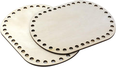 Cliths 4 Pcs Oval Wooden Basket Bottom Shapers DIY Craft Bases for Knitting Crochet Bags Basket Weaving Blank Hollow Design