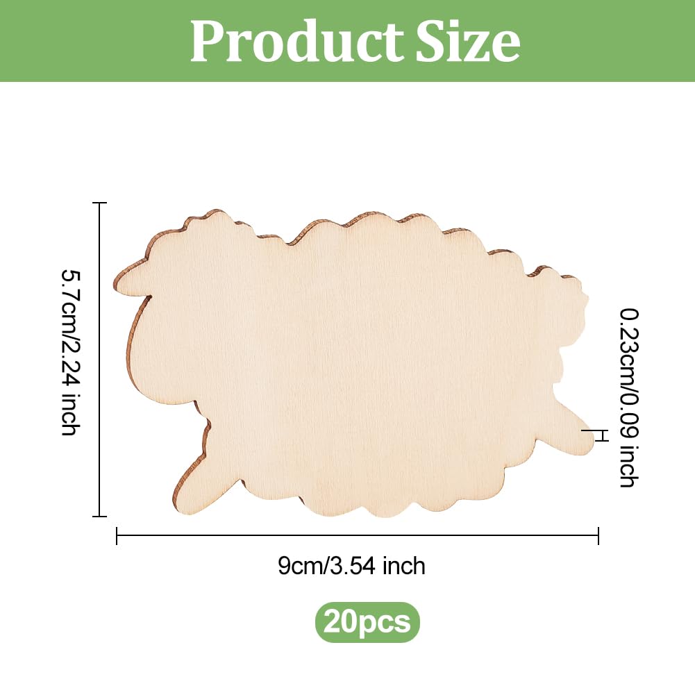 Wooden sheep-shaped cutout with dimensions and quantity label on a white background