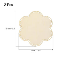 American Elm 2 Pack Flower Shaped Basket Bottoms MDF Crochet Base for DIY Storage Bags & Knitting Projects Wooden Craft Supply