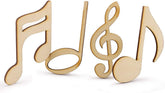 Set of wooden music notes on a white background