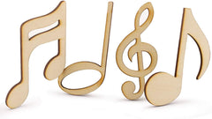 Set of wooden music notes on a white background