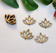 Cliths 30 Pcs Lotus Wood Earring Blanks Flower Cutouts for DIY Jewelry Making, Boho Earrings, Spiritual Pendants, Laser Cut Craft Kit