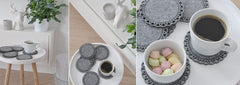 Cliths 6 Pack Napkin Shaped Felt Coasters Heat Resistant Drink Pads, Washable Dark Gray Table Protectors for Hot & Cold Beverages