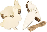 Wooden bunny shapes with string on a white background
