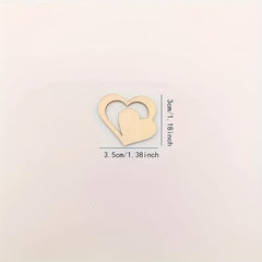 Gold heart-shaped object with measurements on a beige background