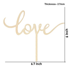 Cliths Wooden "Love" Cake Topper MDF Gift Boxed - Wedding, Valentine's, Food Safe & Paintable