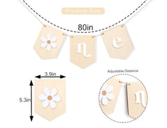 American Elm Wooden Daisy Highchair Garland MDF Cake Smash Decor for 1st Birthday, Baby Shower