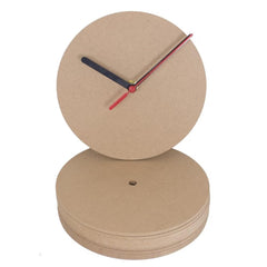 Brown paper clock with black and red hands on a white background