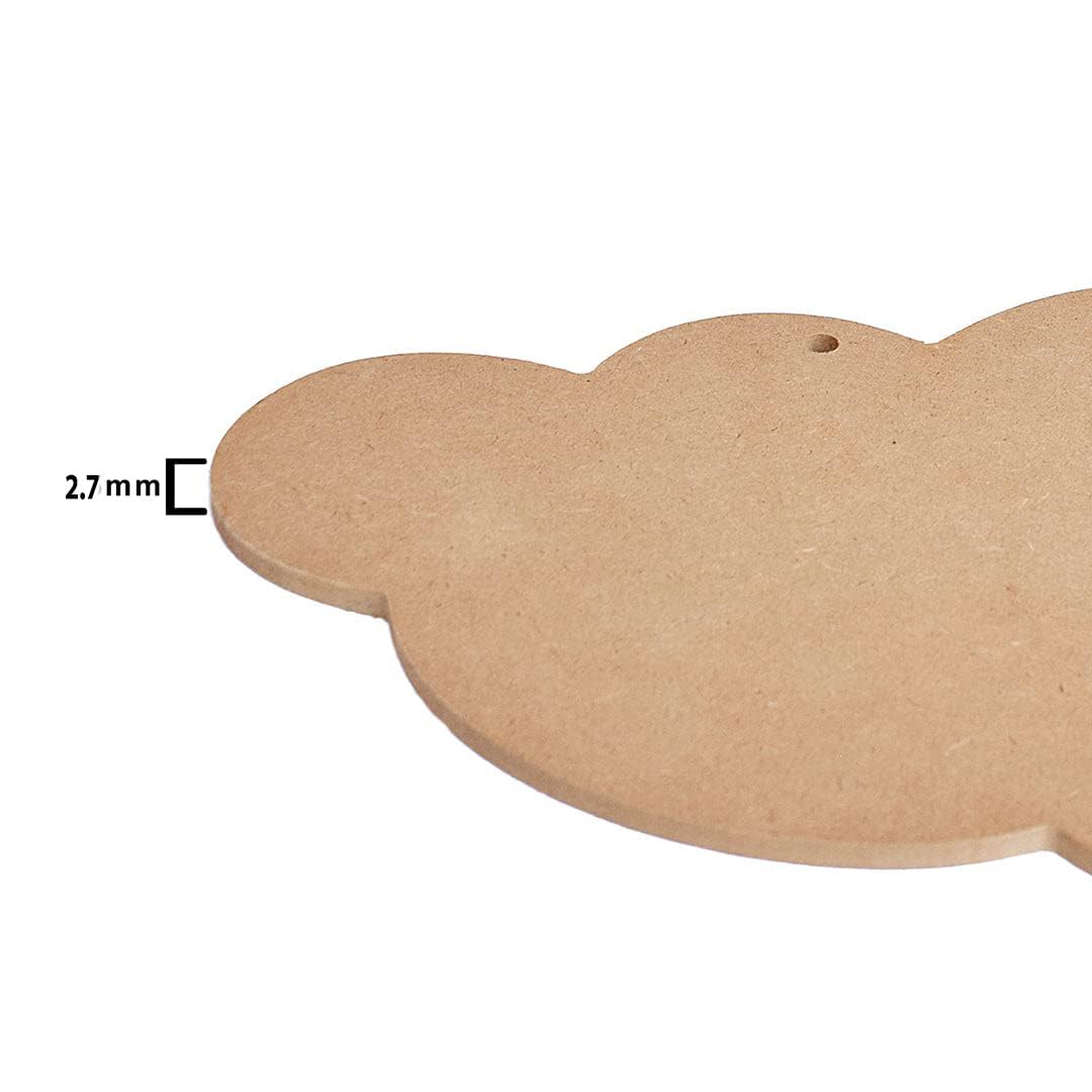Brown paper cloud shape with a measurement of 2.7 mm on a white background