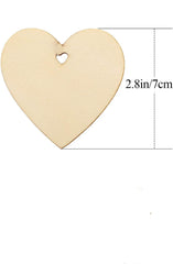 American Elm 24 Pcs Wooden Heart Embellishments Valentine DIY Wooden Ornaments Wooden Heart Hanging
