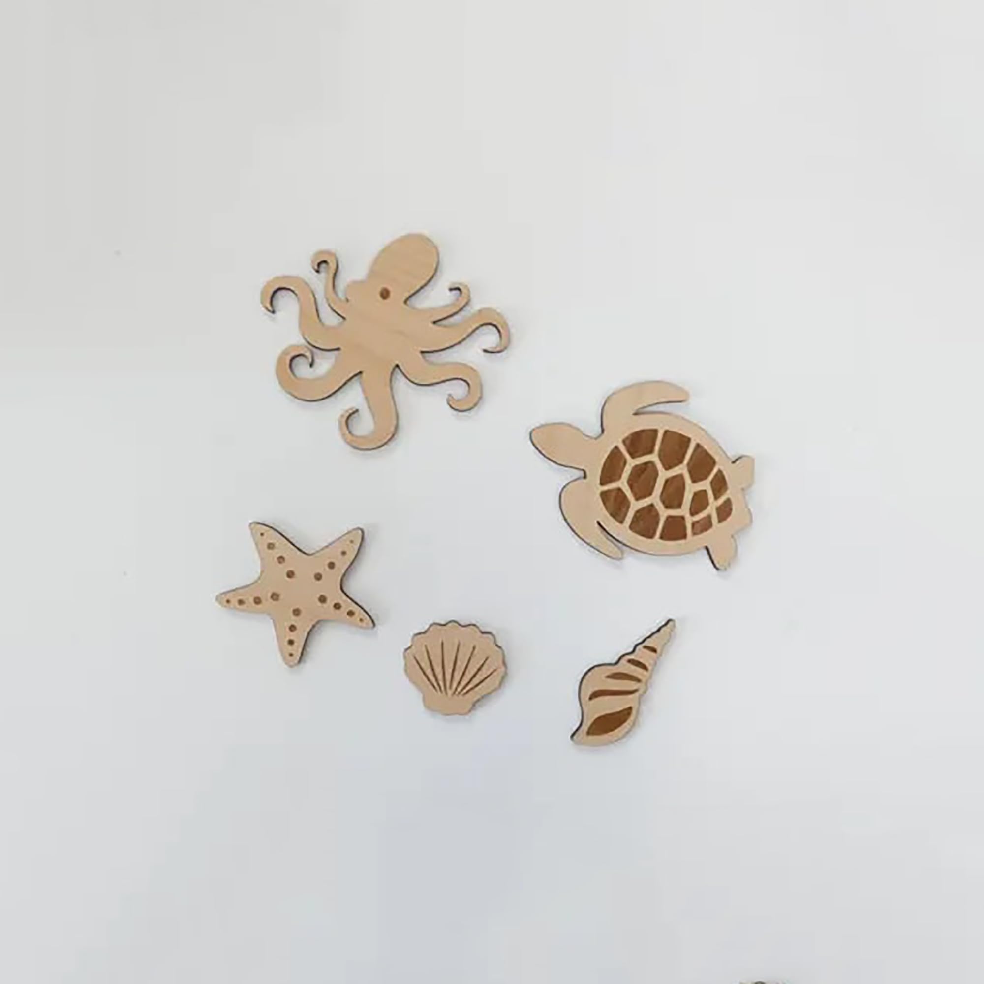 paintable wooden ocean animal cutouts for children's décor
