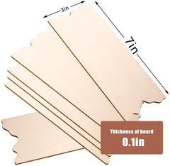 Set of wooden boards with dimensions and thickness label on a white background