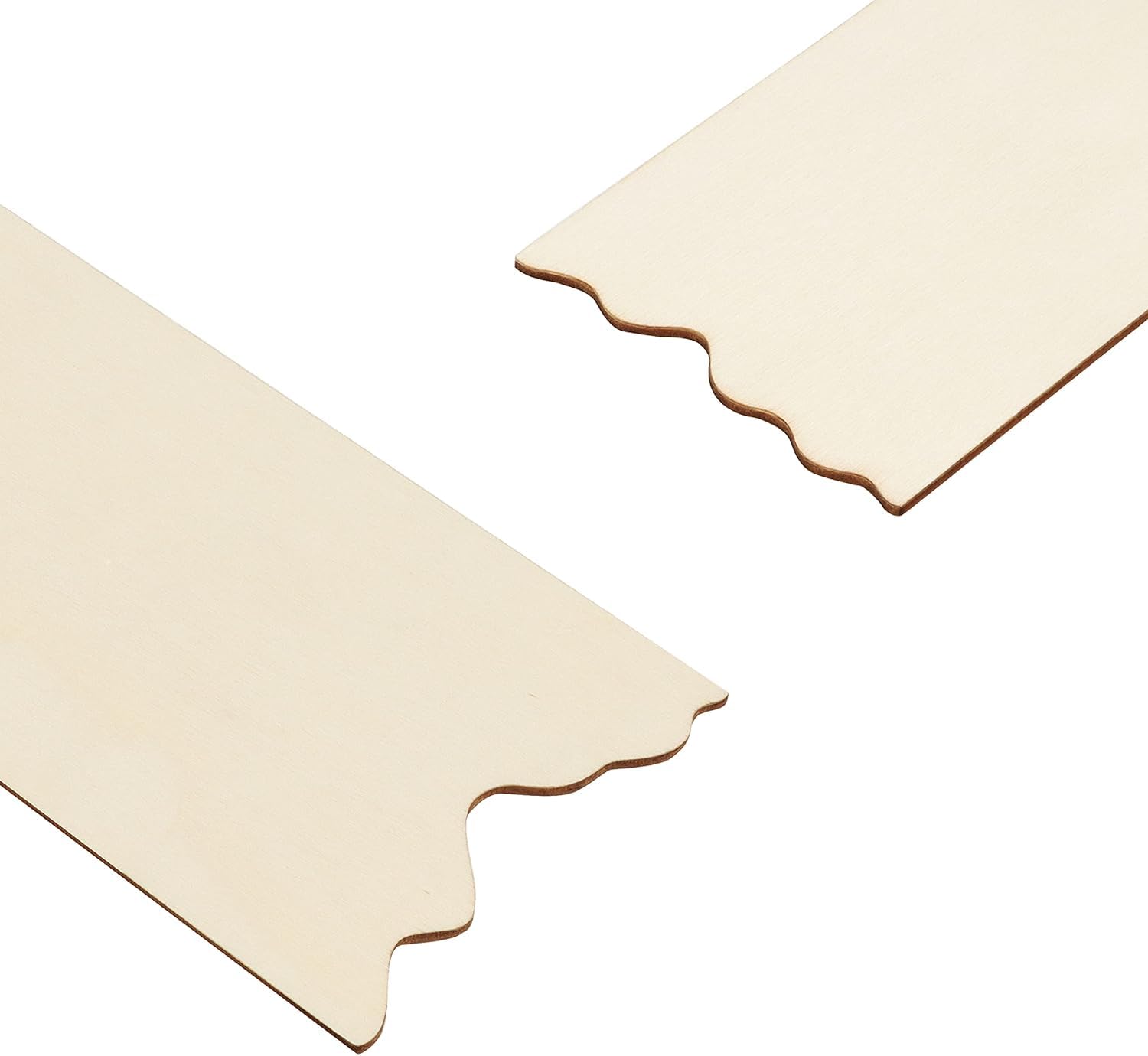 Two beige decorative cornices on a white background