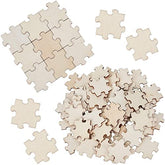 Cliths Set of 100 Blank Wooden Jigsaw Puzzles Square Pieces for DIY Crafts Interlocking Craft Puzzles