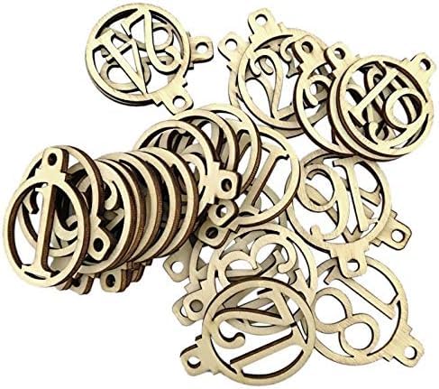 Wooden letter 'A' charms with a cylindrical holder on a white background