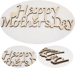 Wooden 'Happy Mother's Day' cutout on a white background