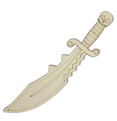 American Elm 1 Pcs Wooden Dummy Sword Cutout for Kids DIY Craft 25 Inch Pirate Sword with Skull Handle Fancy Dress School Project.