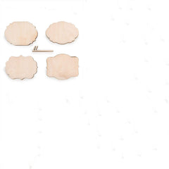 Set of wooden flower-shaped pieces on a white background