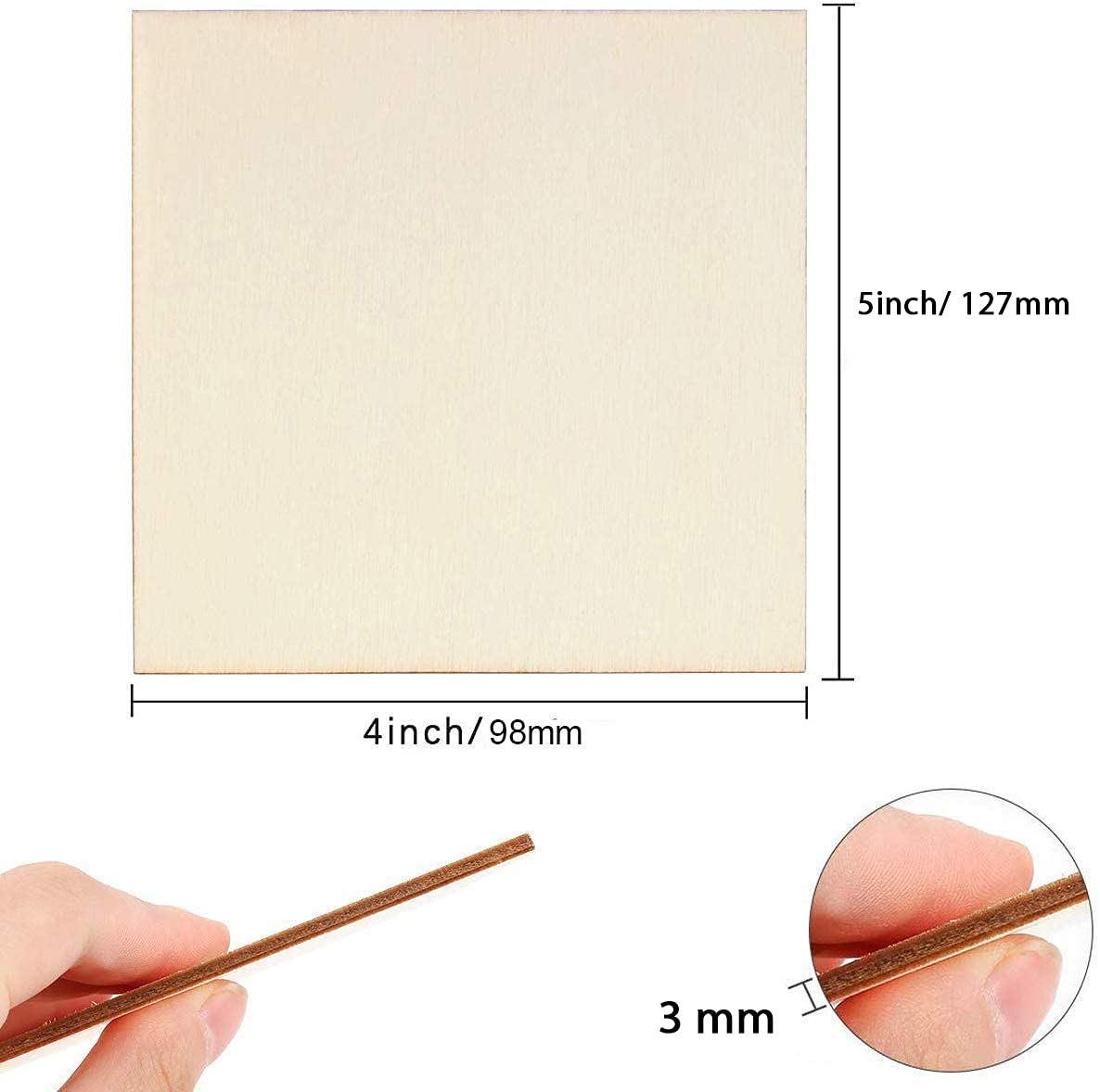 Rectangular beige board with dimensions and a close-up of a thin rod.