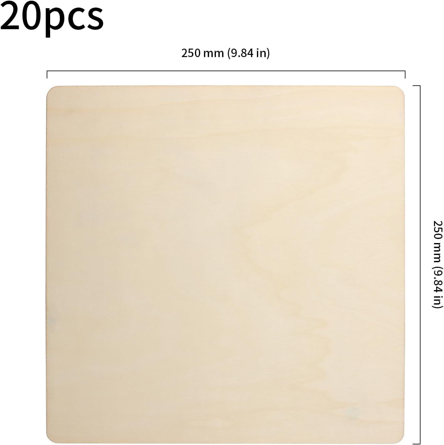 Beige square tile with dimensions labeled on a white background