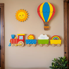 train sun rainbow cloud wall cutouts