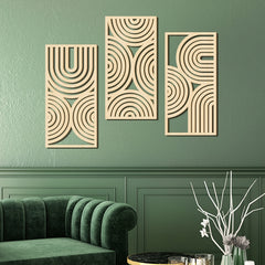 abstract hollow wooden wall art panels