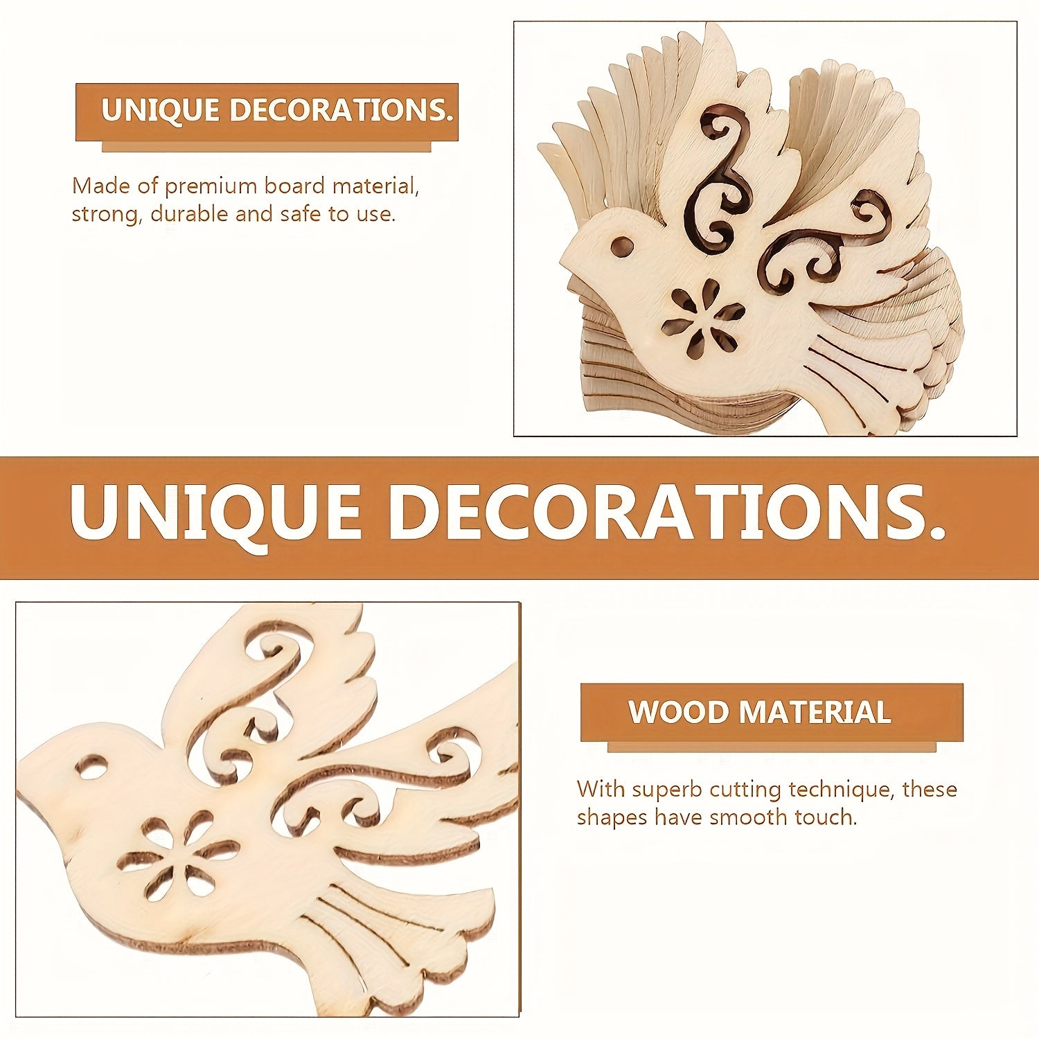 Wooden hanging dove ornaments
